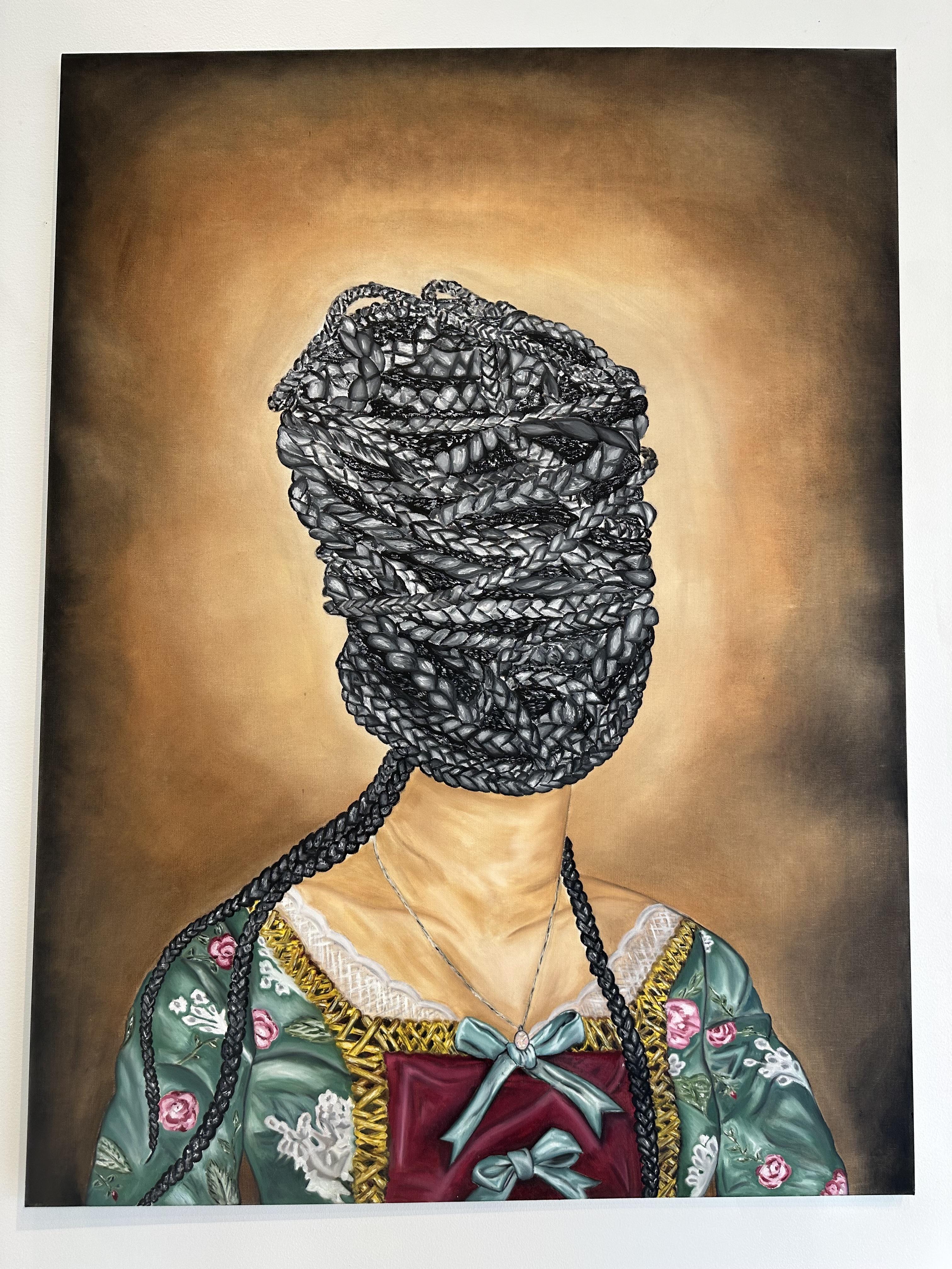图像 of painting of a woman with braids covering her head