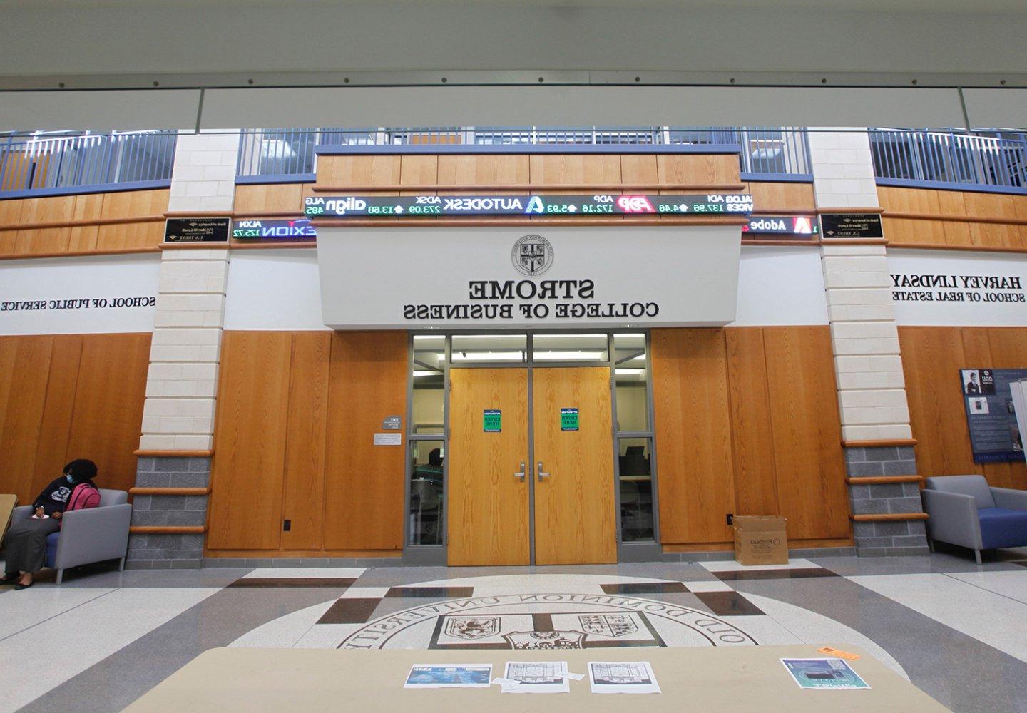 Strome College of Business Interior Doors and ticker